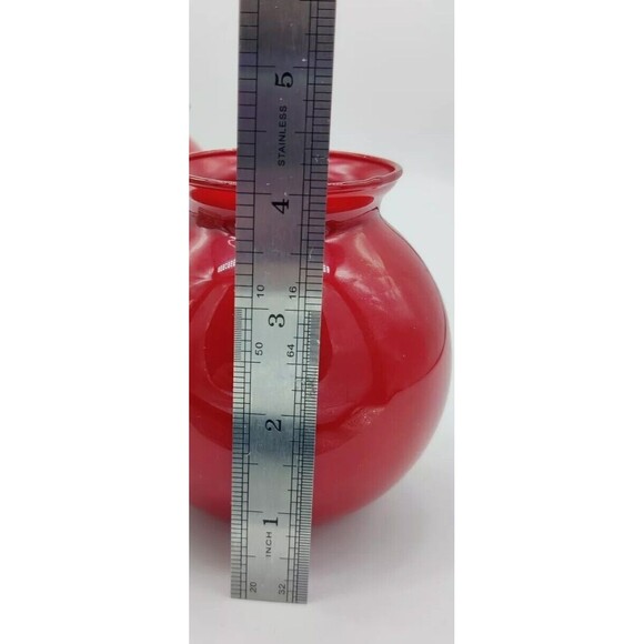 Vintage Red Ruby Ball Vase Jar Decorative Decor Glass Mexico 4"   Round Pretty - Picture 9 of 10
